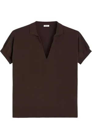Aspesi Femme, Tops, Brun, Taille: 38 FR Polo en coton à col en V