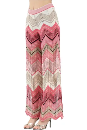 AKEP Femme, Pantalons, Multicolore, Taille: 38 FR Pantalon Palazzo à rayures