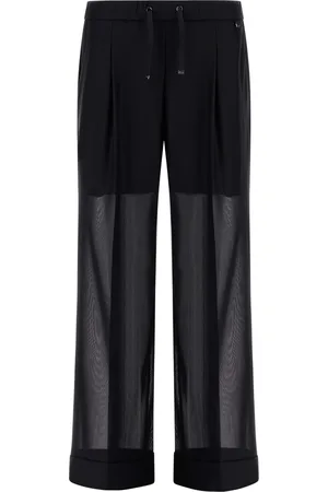 HERNO Femme, Pantalons, Noir, Taille: 36 FR Pantalon Noir Taille Élastique Jambe Droite