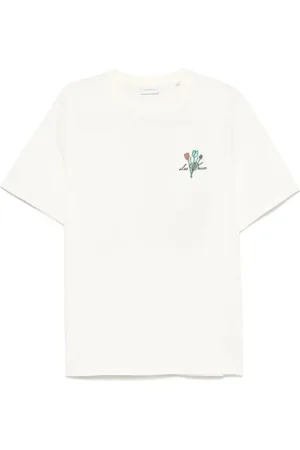 Les Deux Homme, Tops, Blanc, Taille: M T-shirt Café Brodé