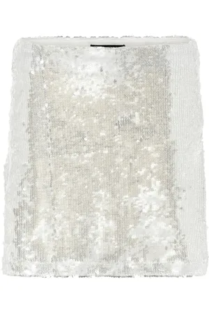 Bruuns Bazaar Femme, Jupes, Gris, Taille: 40 FR Jupe Bodycon Brillante Blanc Argent