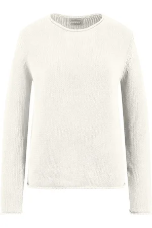 Fynch-Hatton Femme, Pulls, Blanc, Taille: 42 FR Pull Col Rond Basique en Coton