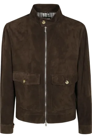 Brunello Cucinelli Homme, Vestes, Brun, Taille: L Veste Bomber en Cuir