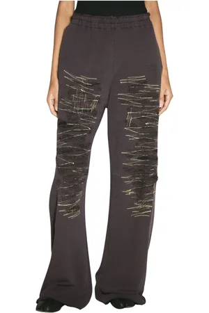 Maison Margiela Femme, Pantalons, Violet, Taille: 38 FR Pantalon de survêtement large en coton délavé
