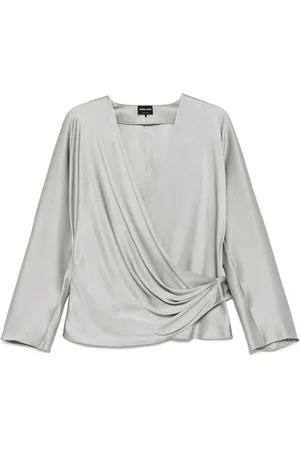 Giorgio Armani Femme, Blouses et Chemises, Gris, Taille: 42 FR Chemisier en Soie Gris