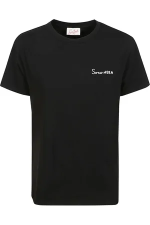 MC2 SAINT BARTH Femme, Tops, Noir, Taille: 42 FR T-shirt en Coton Noir avec Imprimé sur la Poitrine