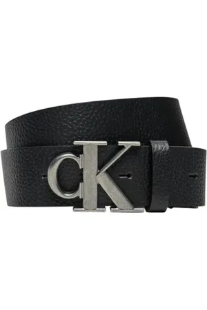 Calvin Klein Homme, Accessoires, Noir, Taille: 85 CM Élégante Ceinture en Cuir avec Boucle Logo CK
