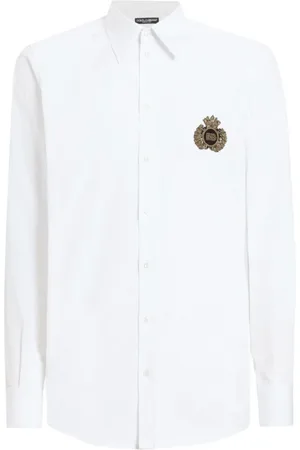 Dolce & Gabbana Homme, Chemises, Blanc, Taille: XL Chemise Blanche avec Logo et Boutons