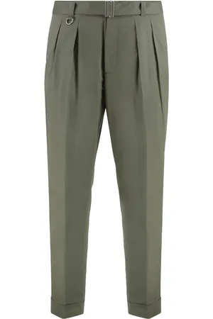 Paolo Pecora Homme, Pantalons, Vert, Taille: S Pantalon Chino avec Revers aux Chevilles