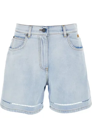 Msgm Femme, Shorts, Bleu, Taille: 36 FR Shorts Bermuda en Denim Bleu avec Logo