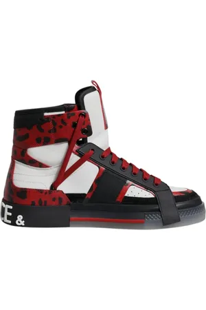 Dolce & Gabbana Homme, Chaussures, Multicolore, Taille: 42 1/2 EU Baskets montantes en cuir multicolore