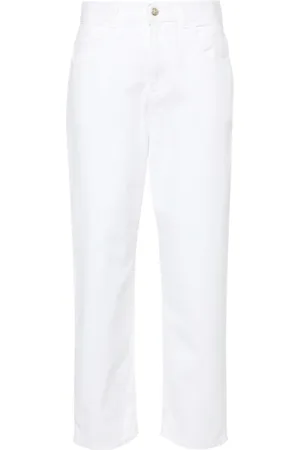 Moncler Femme, Pantalons, Blanc, Taille: 36 FR Jean Court Taille Haute