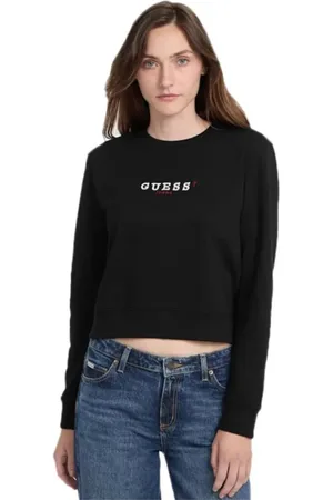 Guess Femme, Sweatshirts et sweats à capuche, Noir, Taille: 42 FR Sweat à capuche brodé en 3D
