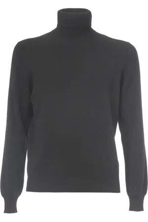 Gran Sasso Homme, Pulls, Noir, Taille: 3XL Pull en Cachemire Col Roulé Côtelé