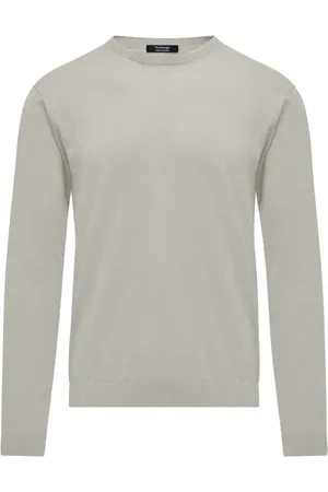 Bomboogie Homme, Pulls, Gris, Taille: 2XL Linen and cotton crew-neck sweater