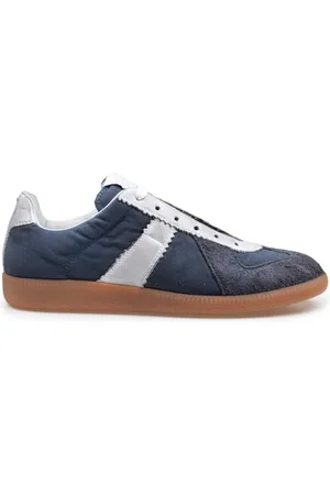 Maison Margiela Homme, Chaussures, Bleu, Taille: 41 EU Baskets en Cuir et Tissu Bleu/Blanc
