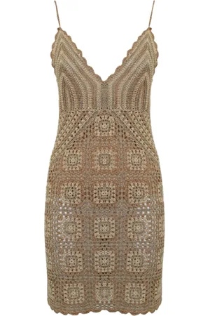Twin-Set Femme, Robes, Multicolore, Taille: 36 FR Robe Crochet Tricot Sans Manches