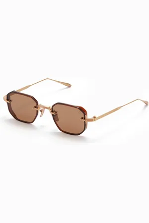 AKONI Homme, Accessoires, Jaune, Taille: ONE Size Lunettes Or Brossé Cristal Marron