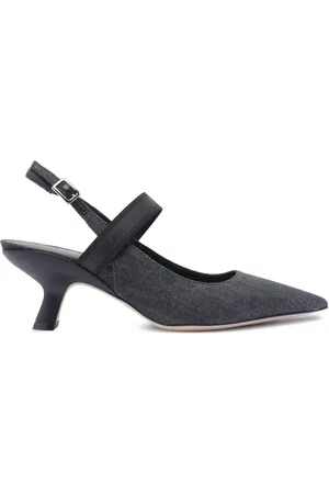 vic matiè Femme, Chaussures, Noir, Taille: 38 EU Sandales slingback en denim noir avec bride de cheville