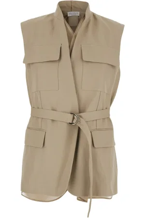 Brunello Cucinelli Femme, Vestes, , Taille: 36 FR Veste sans Manches avec Fermeture à Ceinture