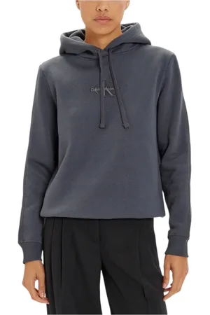 Calvin Klein Femme, Sweatshirts et sweats à capuche, Gris, Taille: 38 FR Sweat à Capuche Gris à Manches Longues