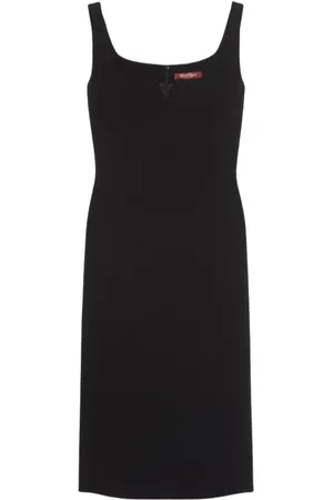 Max Mara Femme, Robes, Noir, Taille: 38 FR Robe Midi à Encolure Carrée Géométrique