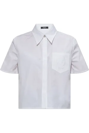 VERSACE Femme, Blouses et Chemises, Blanc, Taille: 34 FR Chemise avec logo
