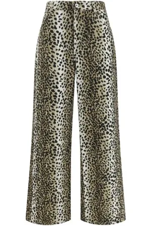 BLUMARINE Femme, Jeans, Multicolore, Taille: 40 FR Animalier Print WideLeg Pantalons
