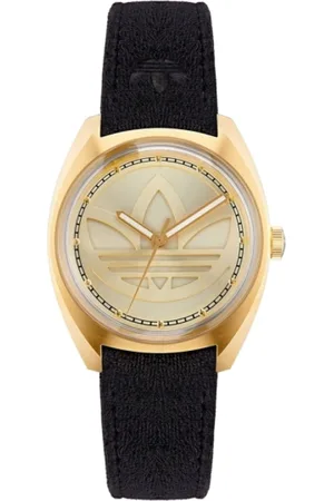 adidas Femme, Accessoires, Jaune, Taille: ONE Size Montre Quartz Femme avec Bracelet en Cuir