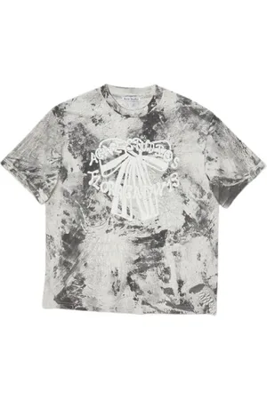 Acne Studios Homme, Tops, Multicolore, Taille: M T-shirt Noir avec Imprimé Plâtre