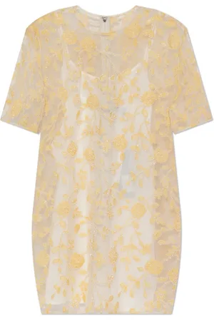 ROTATE Femme, Robes, Jaune, Taille: 42 FR Robe avec des appliqués scintillants