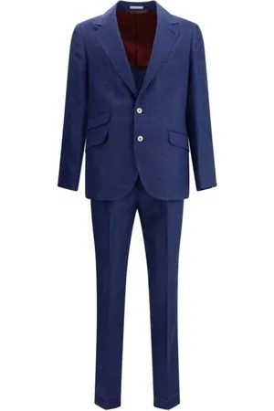 Brunello Cucinelli Homme, Costumes, Bleu, Taille: S Élégant Costume en Lin Slim Fit