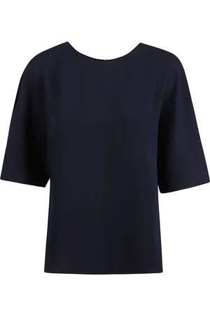 P.A.R.O.S.H. Femme, Blouses et Chemises, Bleu, Taille: 42 FR Chemisier en soie bleue à manches courtes