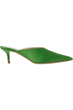 Scarosso Femme, Chaussures, Vert, Taille: 38 1/2 EU Mule à talon en soie verte Laura