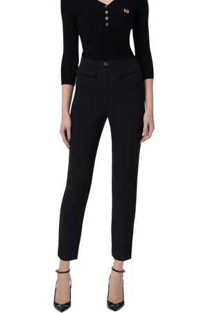 Elisabetta Franchi Femme, Pantalons, Noir, Taille: 38 FR Pantalon noir slim fit stretch