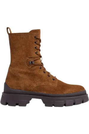 Moncler Femme, Chaussures, Brun, Taille: 38 EU Hevea Bottes à Lacets en Daim