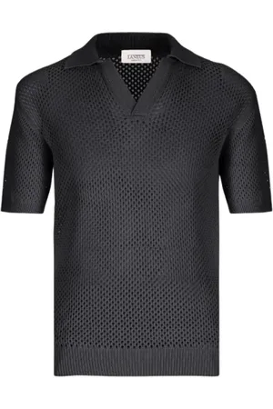 LANEUS Homme, Pulls, Noir, Taille: S Polo perforé en coton