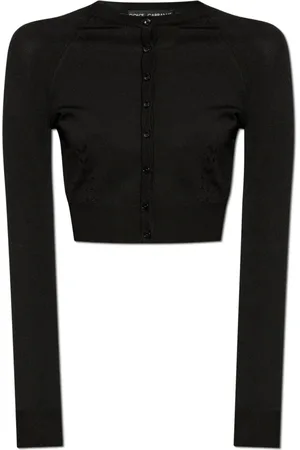 Dolce & Gabbana Femme, Pulls, Noir, Taille: 38 FR Cardigan avec découpes