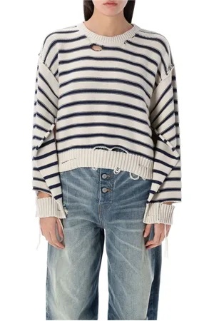 Maison Margiela Femme, Pulls, , Taille: 40 FR Pull en maille rayé avec manches déstructurées