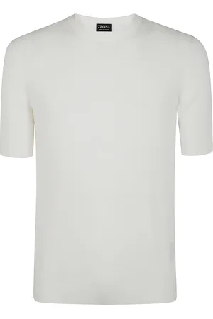 Ermenegildo Zegna Homme, Pulls, Blanc, Taille: M T-shirt en coton avec coutures
