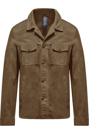 Bomboogie Homme, Vestes, Gris, Taille: S Wed Suede Leather Shirt Jacket