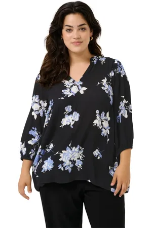 Kaffe Femme, Blouses et Chemises, Noir, Taille: 56 FR Chemisier Féminin avec Imprimé Floral