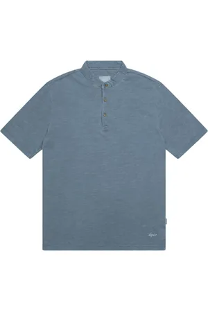 At.p.Co Homme, Tops, Bleu, Taille: L T-shirt bleu avec col mandarin et logo