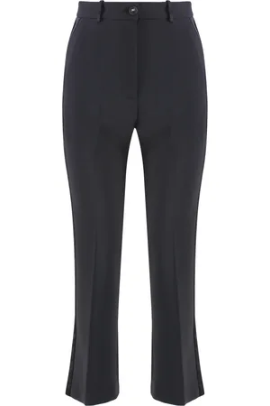 Elisabetta Franchi Femme, Pantalons, Noir, Taille: 44 FR Pantalon Évasé en Satin avec Fentes Latérales
