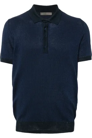 corneliani Homme, Tops, Bleu, Taille: M Polo Bleu en Lin et Soie
