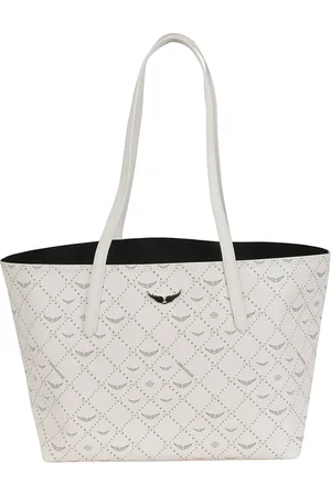 Zadig & Voltaire Femme, Sacs, Blanc, Taille: ONE Size Sac de shopping en cuir monogramme avec logo emblématique