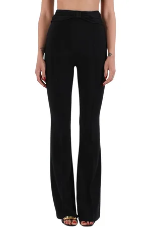 Elisabetta Franchi Femme, Pantalons, Noir, Taille: 42 FR Pantalon évasé en crêpe avec en satin