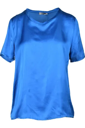 Think! Femme, Blouses et Chemises, Bleu, Taille: 36 FR Élégante Blouse en Viscose Rayon