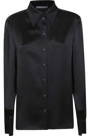 Alberta Ferretti Femme, Blouses et Chemises, Noir, Taille: 36 FR Soie Gris Chemise Col Pointu