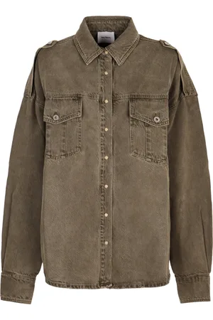 Halfboy Femme, Chemises, Vert, Taille: 36 FR Chemise Denim Oversize avec Poches